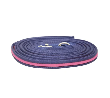 Hy Equestrian Soft Webbing Lunge Rein 25' Navy/Pink