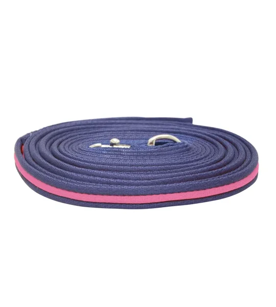 Hy Equestrian Soft Webbing Lunge Rein 25' Navy/Pink