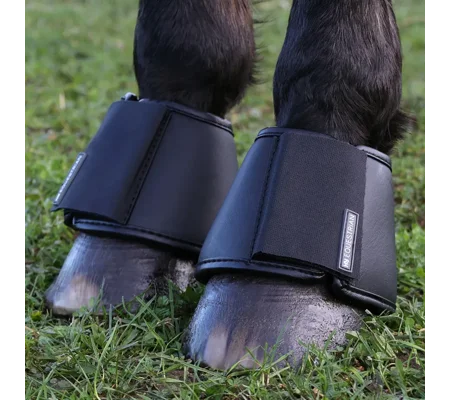 Hy Equestrian Leather Over Reach Boots - Black