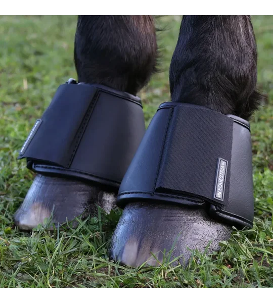 Hy Equestrian Leather Over Reach Boots - Black