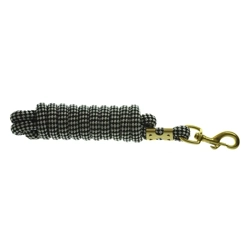Hy Equestrian Plaited Lead Rope 3 metres Black/Silver Grey
