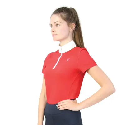 Hy Equestrian Scarlet Show Shirt Red/White