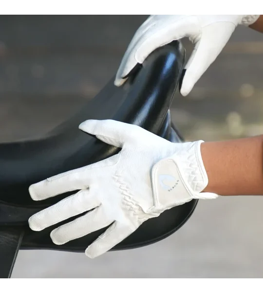 Hy Equestrian Sparkle Touch Riding Gloves White
