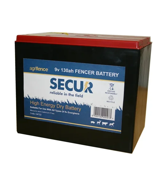 Agrifence 9v 130ah dry battery for electric fencing energisers
