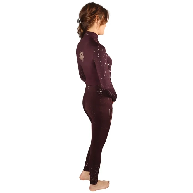Additional Image for Hy Equestrian Enchanted Collection Riding Tights Plum/Rose Gold