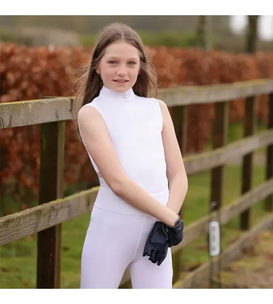 Hy Equestrian Eden Children's Sleeveless Show Shirt White