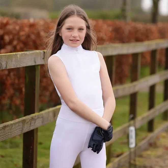 Additional Image for Hy Equestrian Eden Children's Sleeveless Show Shirt White