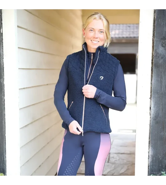 Hy Equestrian Elevate Teddy Fleece Gilet Navy