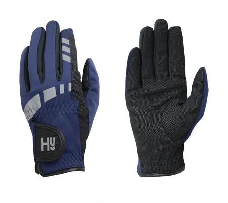 Hy Equestrian Extreme Reflective Children's Softshell Gloves Navy