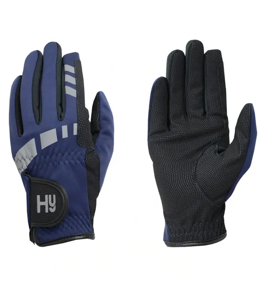 Hy Equestrian Extreme Reflective Softshell Gloves Navy
