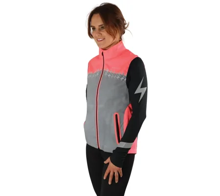 Silva Flash Lightweight Duo Reflective Gilet by Hy Equestrian Pink/Reflective Silver