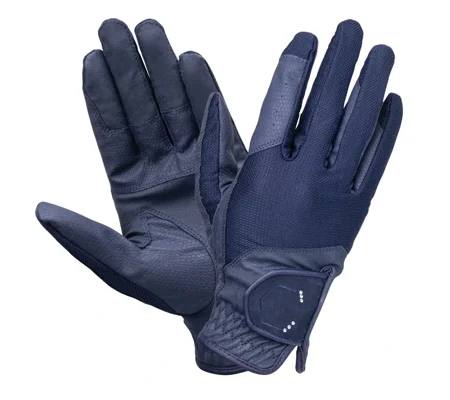 Coldstream Blakelaw Diamante Riding Gloves Navy/Silver