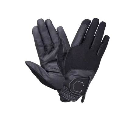 Coldstream Next Generation Blakelaw Diamante Riding Gloves Child Black/Silver