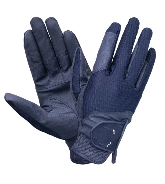 Coldstream Next Generation Blakelaw Diamante Riding Gloves Child Navy/Silver