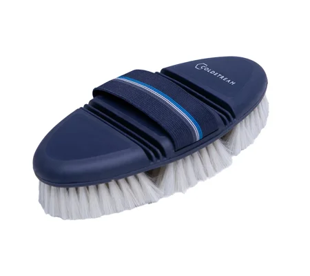 Coldstream Birkhill Bend Goat Hair Body Brush 18.5 x 9.5cm Navy