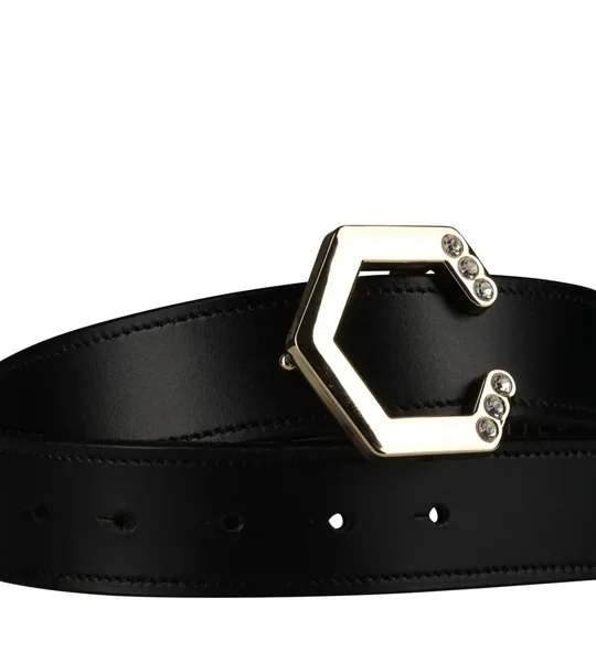 Coldstream Hutton Diamante Leather Belt Black/Gold