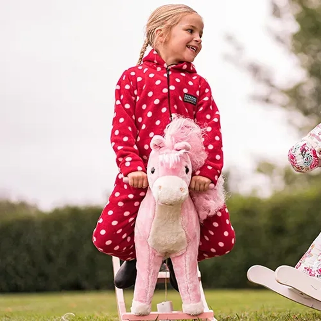 product Image for Supreme Products Child's Dotty Fleece Onesie Rosette Red