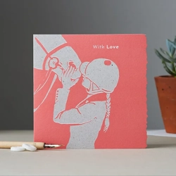 Deckled Edge Colour Block Pony Card 150 x 150mm With Love