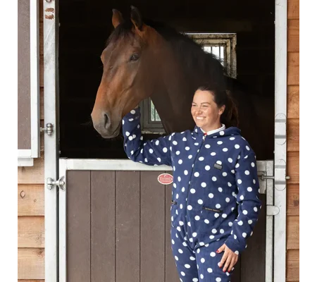 Supreme Products Adult's Dotty Fleece Onesie Noble Navy