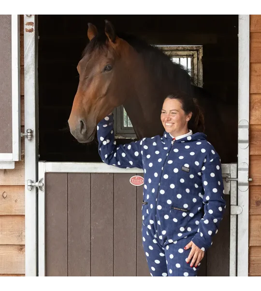 Supreme Products Adult's Dotty Fleece Onesie Noble Navy