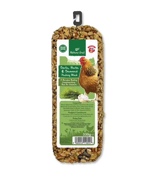 Natures Grub Pecking Block with Garlic, Herbs & Seaweed 330g