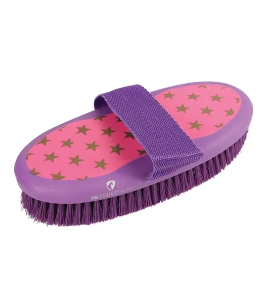 Hy Equestrian Star Easy Grip Body Brush 20 x 9.5cm Pink/Lilac