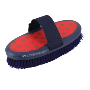 Hy Equestrian Star Easy Grip Body Brush 20 x 9.5cm Navy/Red