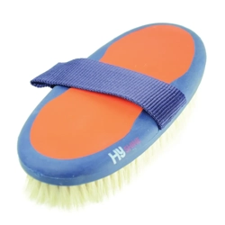 Hy Equestrian Pro Groom Goat Hair Body Brush 20 x 9.5cm Navy/Orange