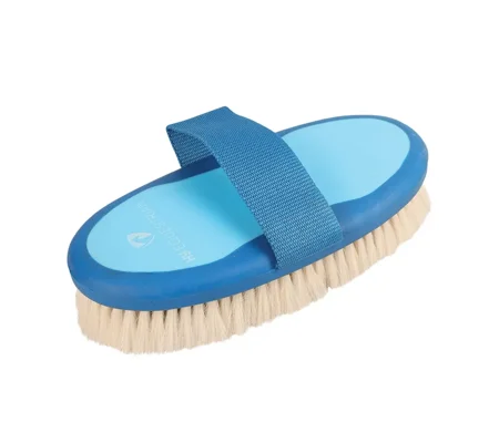 Hy Equestrian Pro Groom Goat Hair Body Brush 20 x 9.5cm Blue/Light Blue