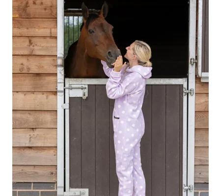 Supreme Products Adult's Dotty Fleece Onesie Lavish Lilac