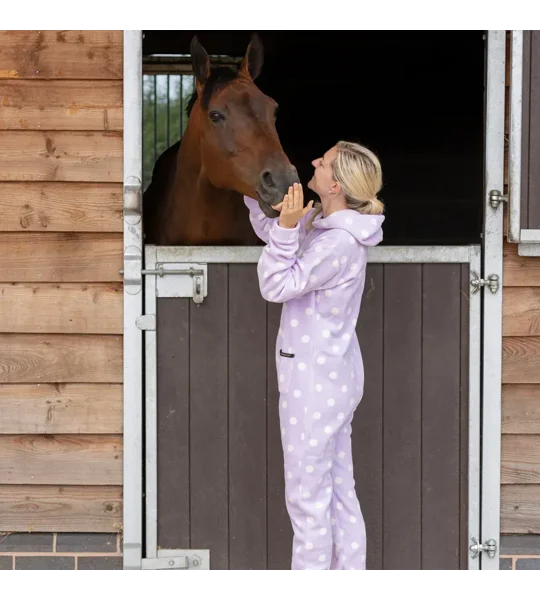 Supreme Products Adult's Dotty Fleece Onesie Lavish Lilac