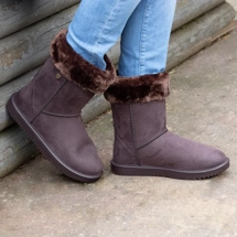 Hy Equestrian Children's Chisworth Waterproof Fleece Boot with Faux Fur chocolate