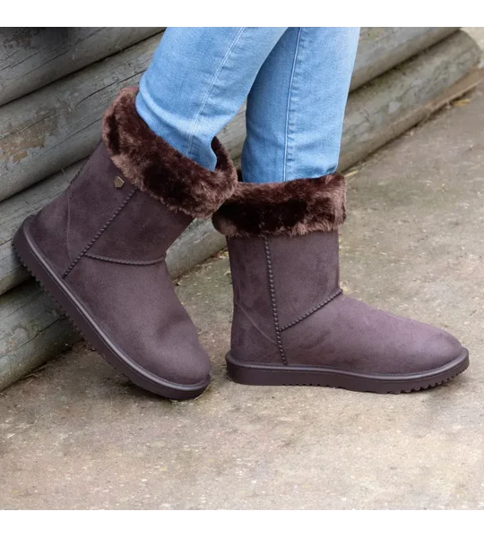 Hy Equestrian Children's Chisworth Waterproof Fleece Boot with Faux Fur chocolate