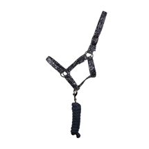 Hy Equestrian Elevate Allure Head Collar and Lead Rope Navy/Gun Metal Grey
