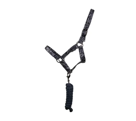 Hy Equestrian Elevate Allure Head Collar and Lead Rope Navy/Gun Metal Grey