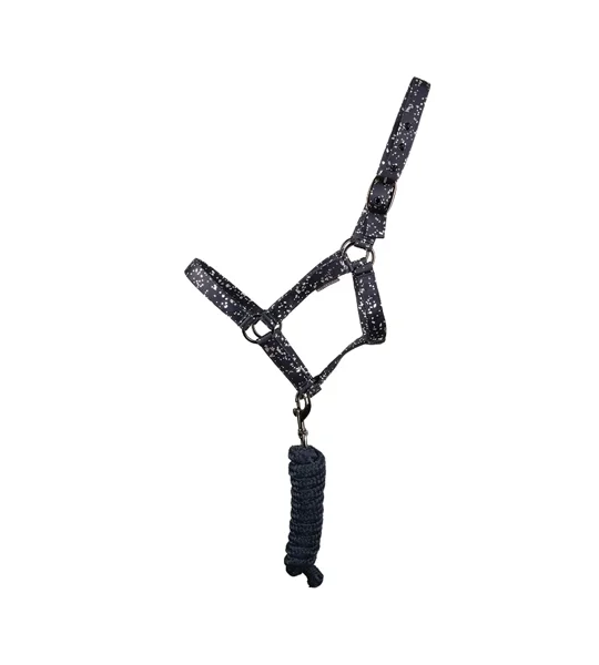 Hy Equestrian Elevate Allure Head Collar and Lead Rope Navy/Gun Metal Grey