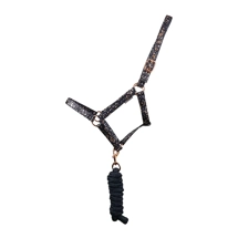 Hy Equestrian Elevate Allure Head Collar and Lead Rope Navy/Rose Gold