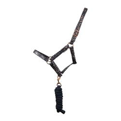 Hy Equestrian Elevate Allure Head Collar and Lead Rope  Navy/Rose Gold