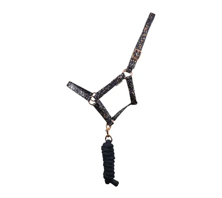 Hy Equestrian Elevate Allure Head Collar and Lead Rope Navy/Rose Gold