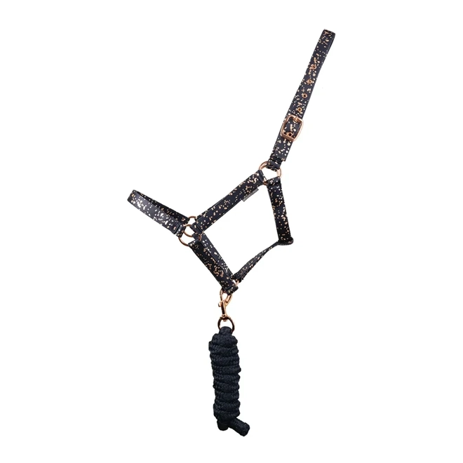product Image for Hy Equestrian Elevate Allure Head Collar and Lead Rope  Navy/Rose Gold