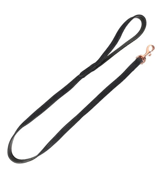 Benji & Flo Noble Suede Dog Lead Navy/Rose Gold