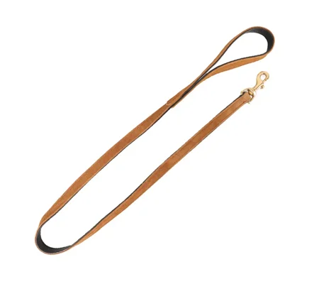 Benji & Flo Noble Suede Dog Lead Tan/Gold