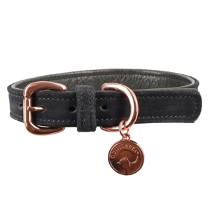 Benji & Flo Noble Suede Dog Collar Navy/Rose Gold