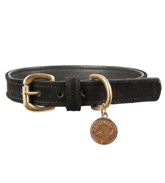Benji & Flo Noble Suede Dog Collar Black/Gold