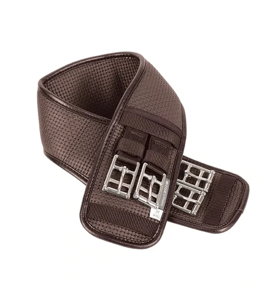 Hy Equestrian Waffle Dressage Girth - Elasticated Both Ends - Brown