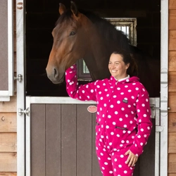 Supreme Products Adult's Dotty Fleece Onesie  Paradise Pink