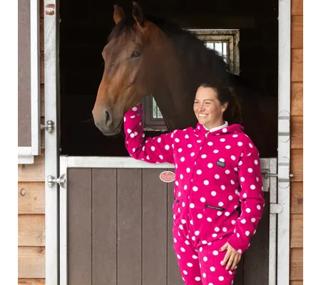Supreme Products Adult's Dotty Fleece Onesie Paradise Pink