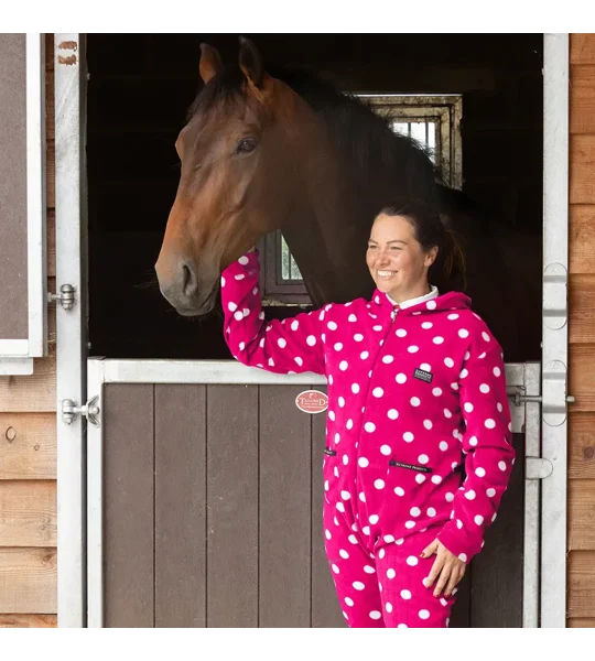 Supreme Products Adult's Dotty Fleece Onesie Paradise Pink