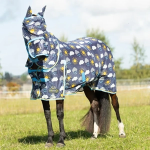 Hy Equestrian Come Rain or Shine Fly Mask with Ears and Detachable Nose Navy/Blue/Yellow