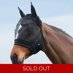 Hy Equestrian Armoured Protect Half Mask with Ears - Black